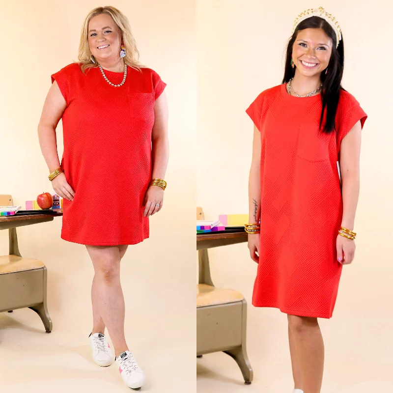 Mini dress with ruched sides-Glamour on the Go Textured Dress in Red