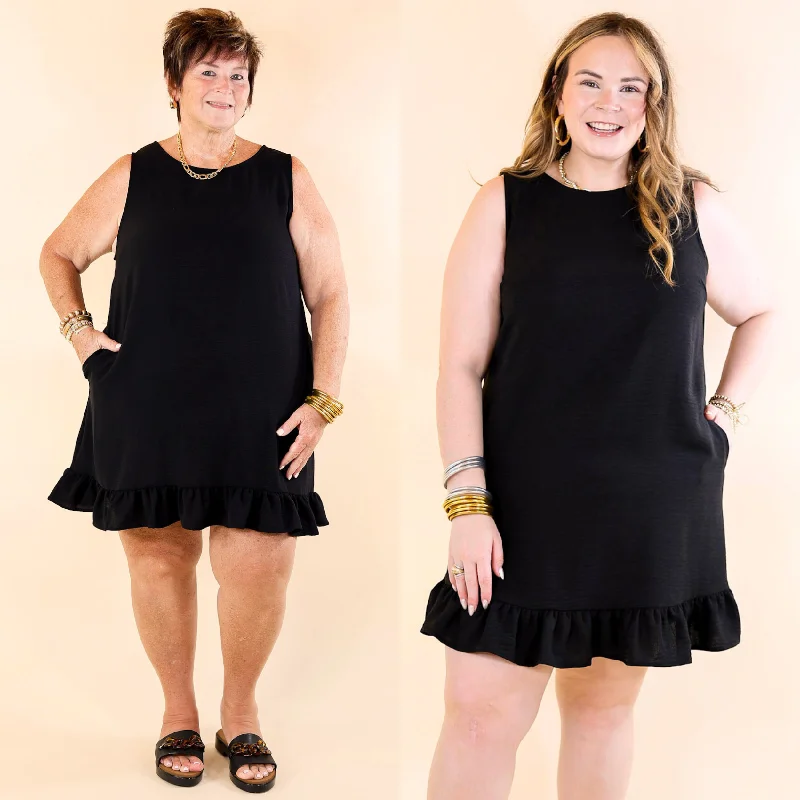 Mini dress with V-neckline-Perfectly Yours Tank Dress with Ruffle Hem in Black