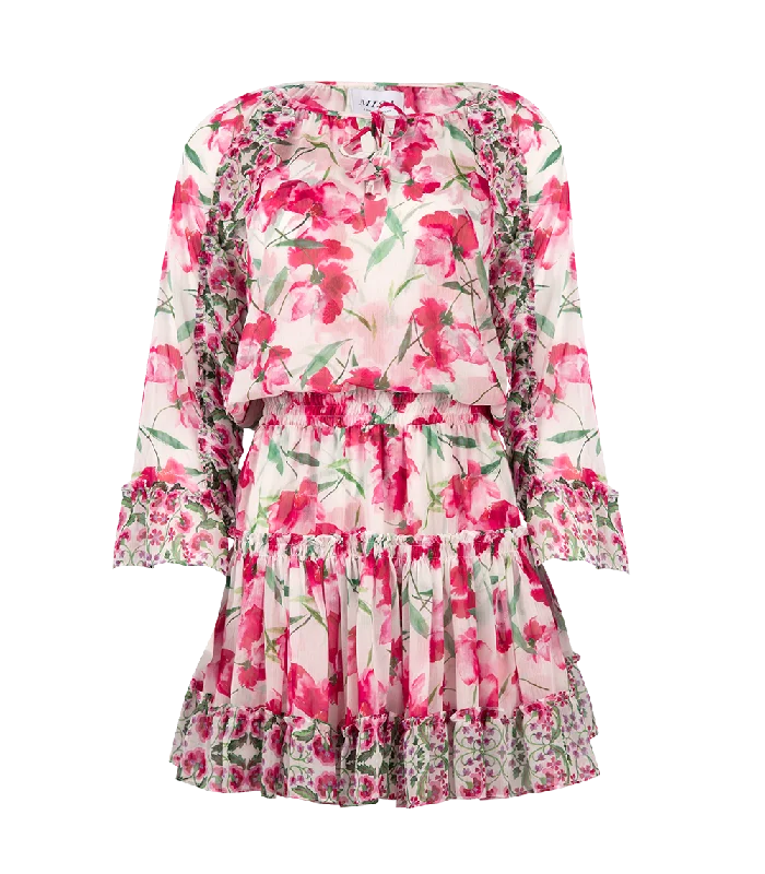 Mini dress with adjustable straps-Eliza Paneled Mini Dress Spring Fuchsia Mix