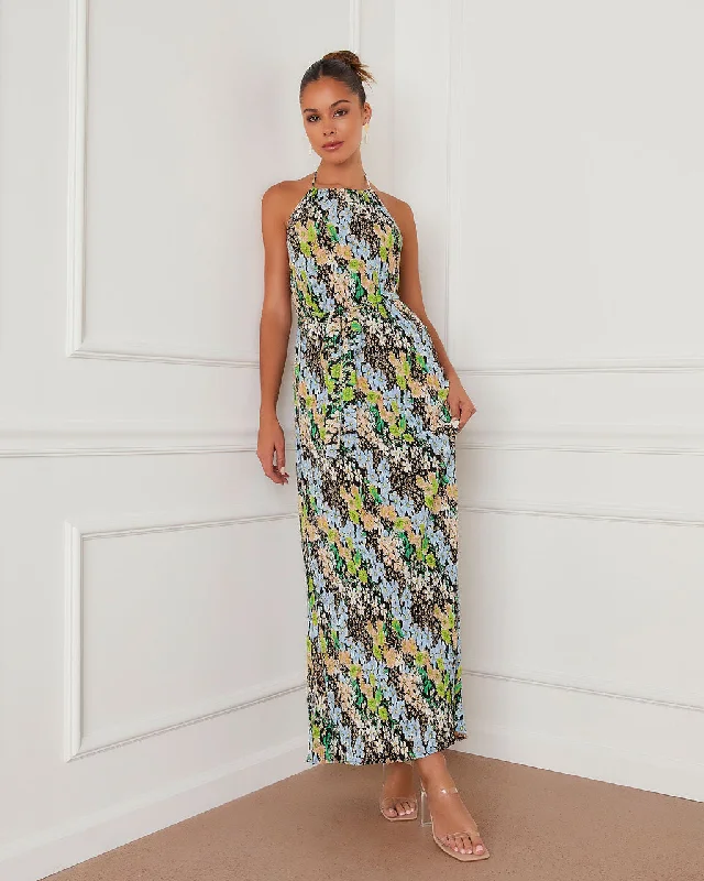 Maxi dress with gingham print-Essence Belted Maxi Dress