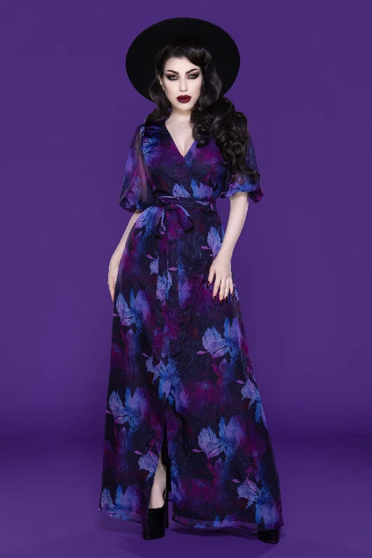 Maxi dress with knot front-Winona Maxi Dress (Purple Floral)