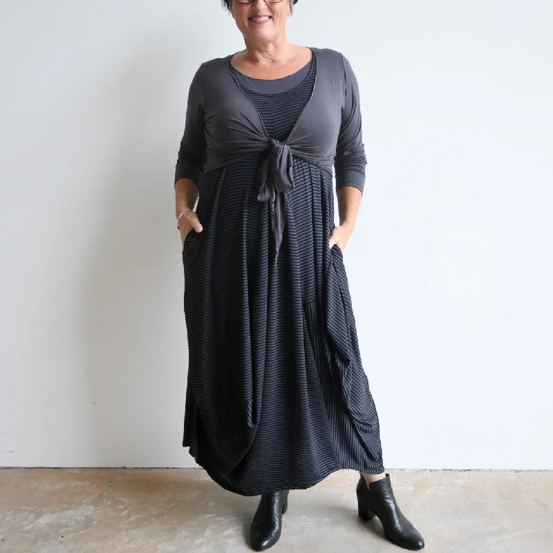 Maxi dress with ruffled hem-One Step Closer Maxi Dress - Stripe