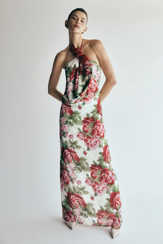 Maxi dress with animal print-Rosalia Cowl Neck Maxi Dress - Sonia Rose Print