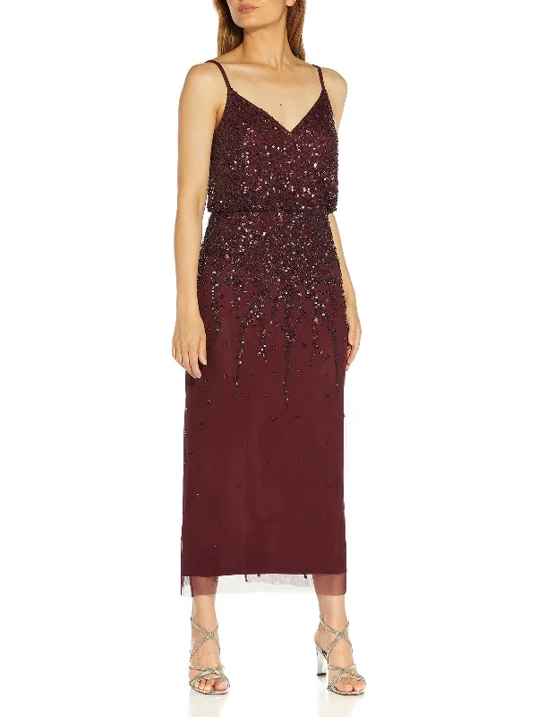 Maxi dress with glitter accents-Womens Embellished Maxi Evening Dress