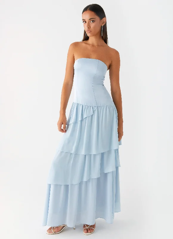 Maxi dress with spaghetti straps-Our Story Maxi Dress - Pastel Blue