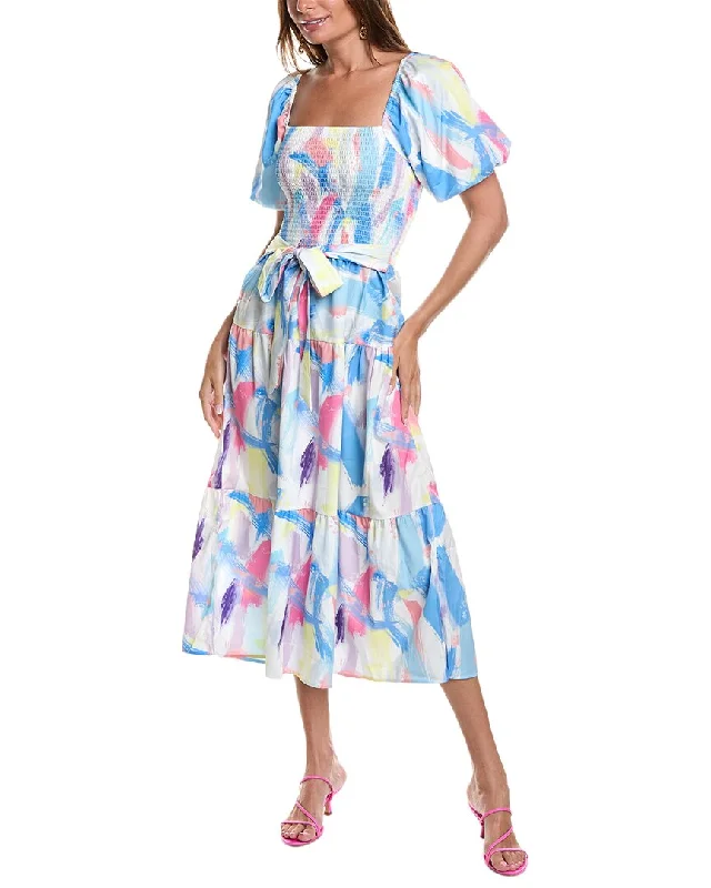 Midi dress for beach vacation-JL LUXE Smocked Midi Dress