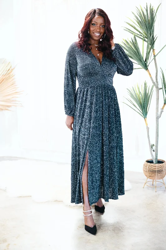 Maxi dress with cold shoulder-Magical Evening Maxi Dress