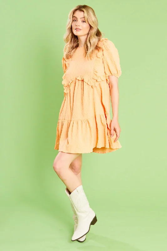 Mini dress with classic stripes-Marnie Smock Dress - Orange