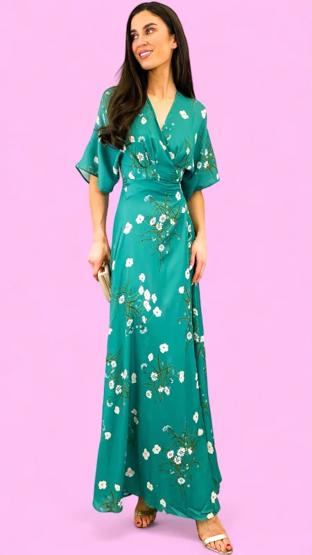 Maxi dress with plunging neckline-4-A1520 Melody Wrap Maxi Dress