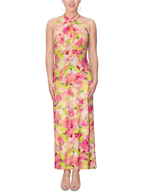 Maxi dress with youthful look-Fran Womens Printed Long Maxi Dress