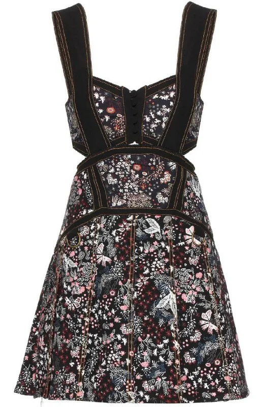 Mini dress with glam touch-Floral Jacquard Mini Dress