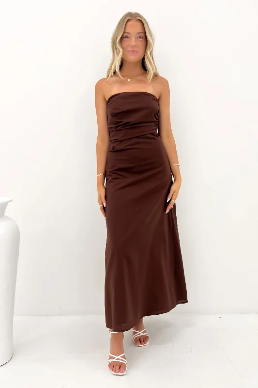 Maxi dress with nautical theme-Kaida Maxi Dress Chocolate