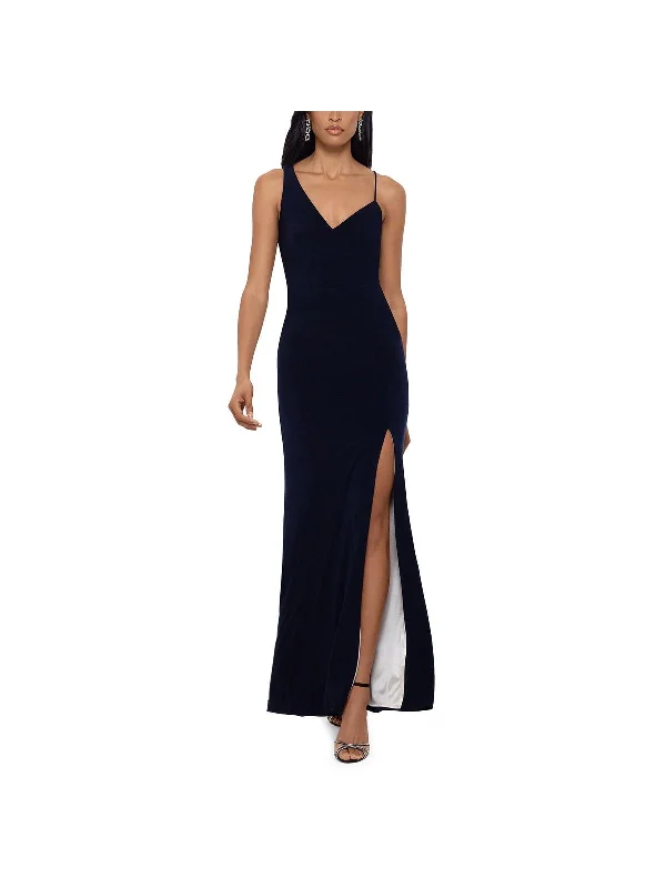 Maxi dress with one shoulder-Womens V-Neck Maxi Evening Dress