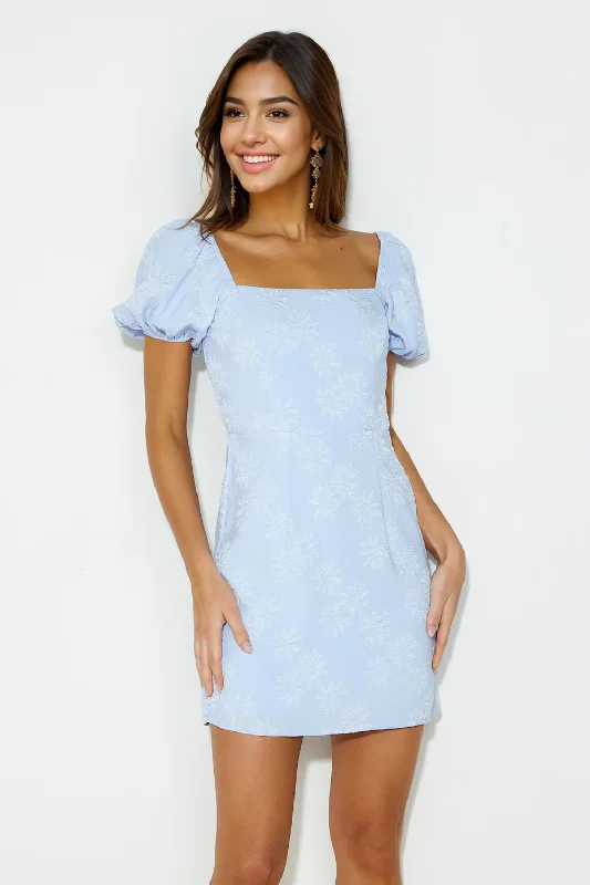 Mini dress with ruffled hem-Striking Elegance Mini Dress Blue