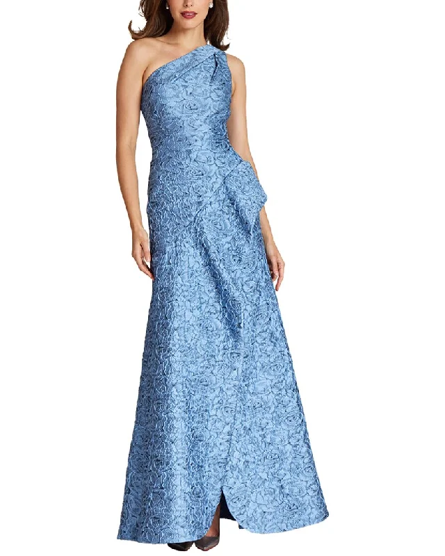 Maxi dress with embroidered flowers-Teri Jon by Rickie Freeman Special Occasion Long Dress