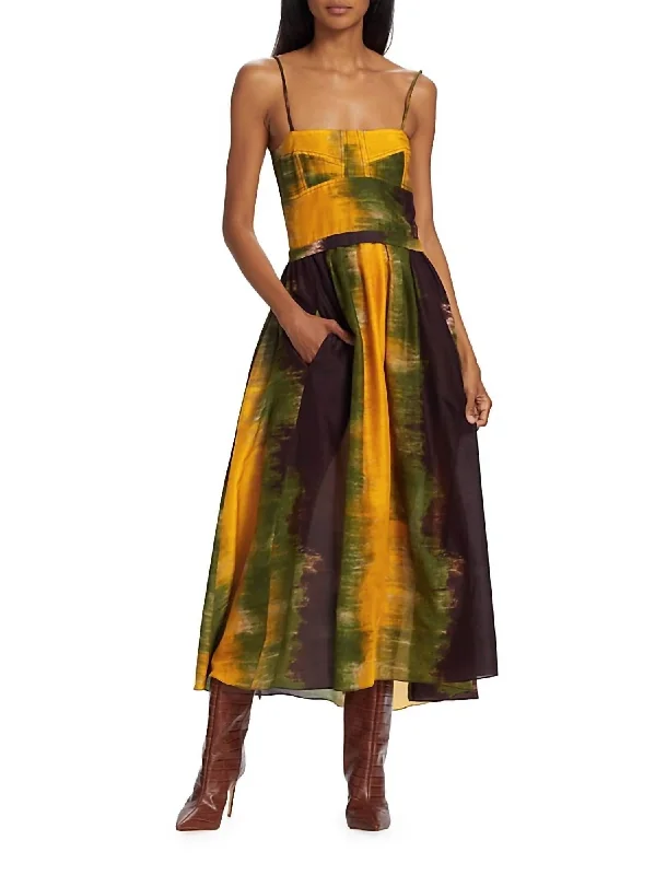 Midi dress with ruched sides-Amazonas Maive Midi Dress In Yellow Ombre