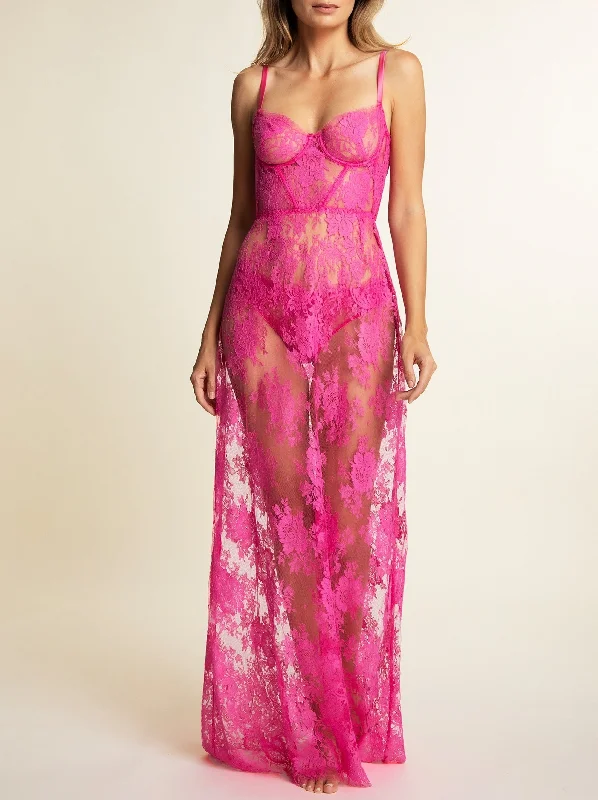 Maxi dress with tiered layers-A Night in Marrakech Underwired Long Dress in Cyclamen