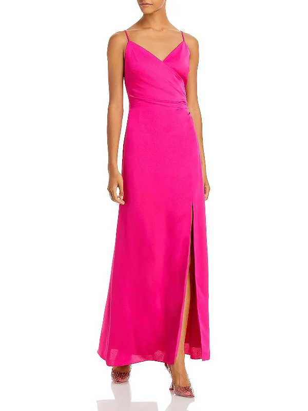 Maxi dress with retro vibe-Womens Tie Back Split Hem Maxi Dress