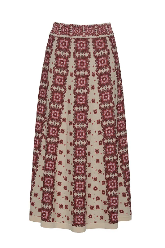 Maxi dress with cowl neck-Maxine Knit Skirt | Mandala Rust