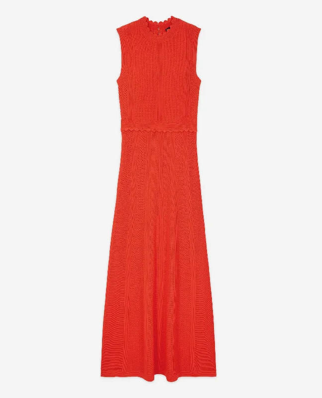 Casual maxi dress for work-Long Orange Knit Dress | Women | Pumpkin