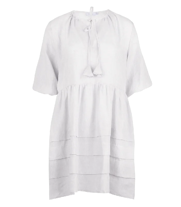 Mini dress with utility style-Cara Linen Mini Dress