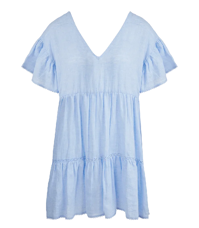 Mini dress with ruched sides-Aliki Short Sleeve Mini Dress