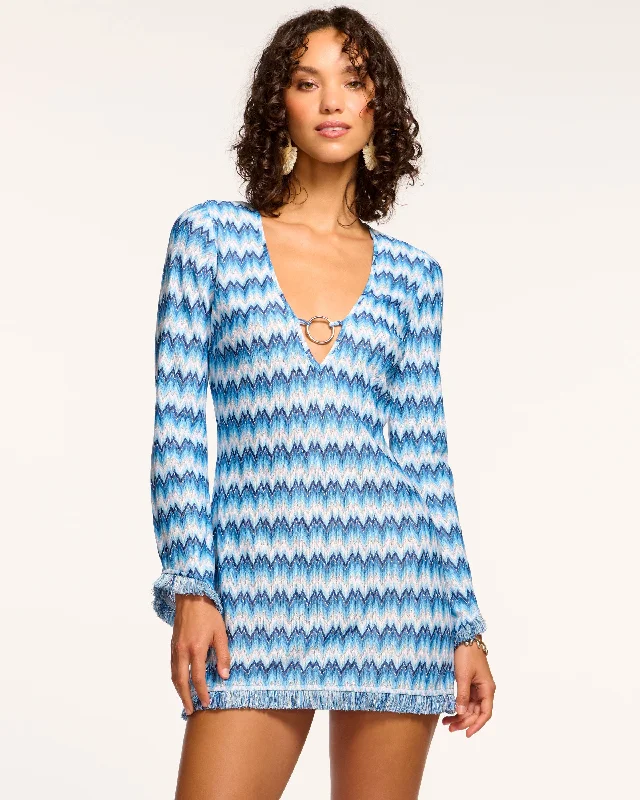 Mini dress with mesh insert-Zig Zag Cassie Coverup Mini Dress