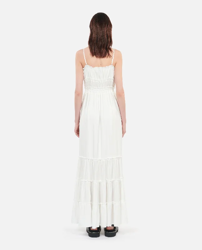 Maxi dress with funky flair-Long Dress With Bows | Women | White