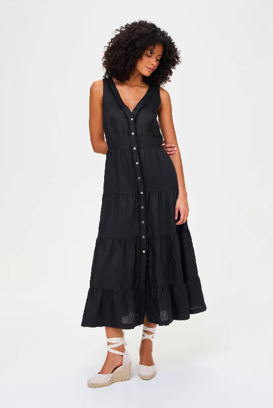 Maxi dress with velvet texture-La Bocana Plunge Maxi Dress