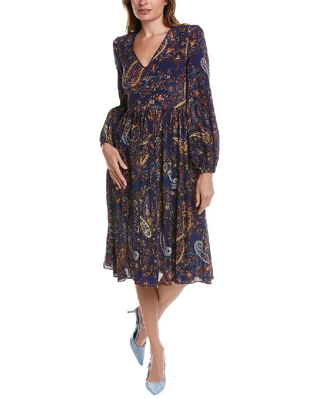 Midi dress with one shoulder-Etro Paisley Print Silk Midi Dress