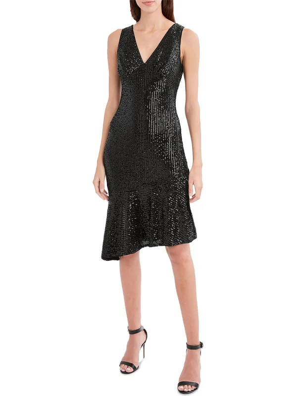 Cocktail dress with embroidery-Womens Sequined Sleeveless Cocktail and Party Dress