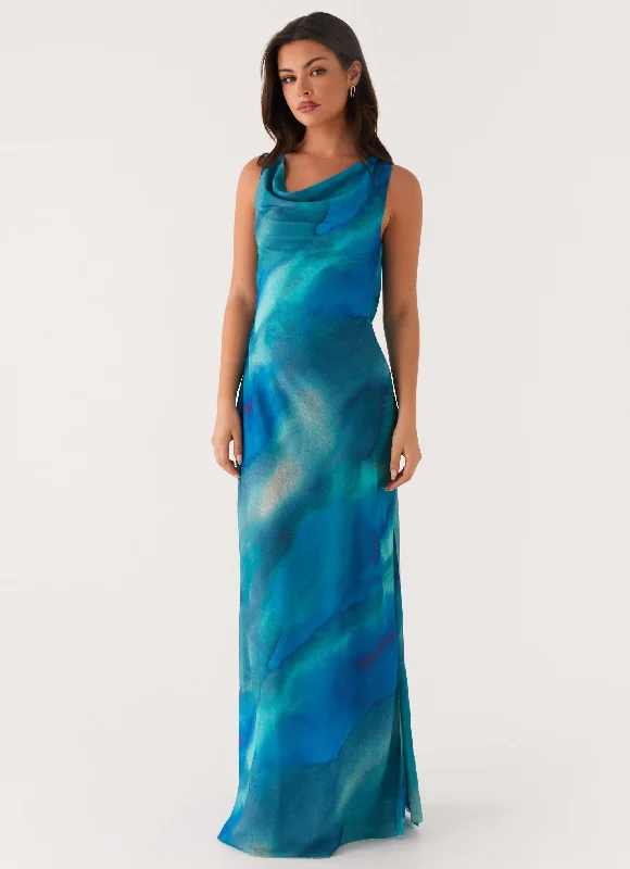 Maxi dress with animal print-Carelle Maxi Dress - Blue Tie Dye