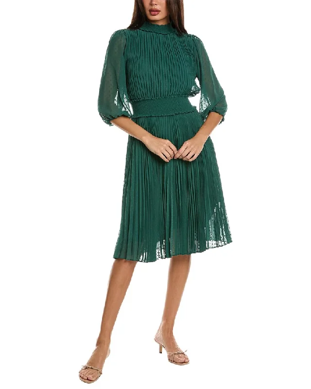 Midi dress with voluminous sleeves-Nanette Nanette Lepore Accordion Pleated Midi Dress