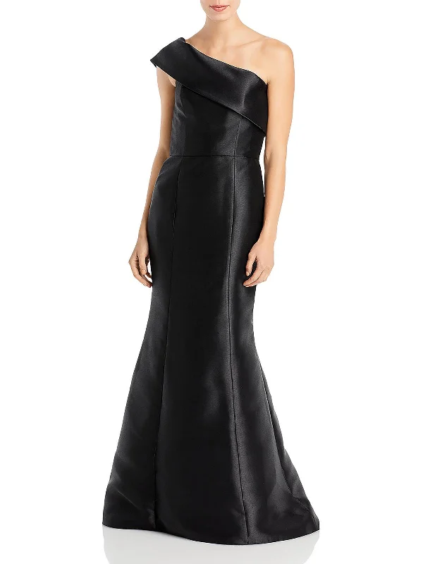 Maxi dress with wrap style-Womens Satin Maxi Evening Dress