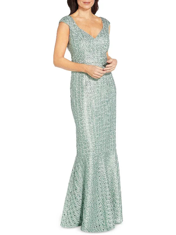 Maxi dress with cold shoulder-Womens Woven Maxi Evening Dress