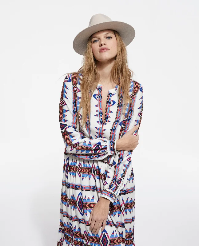 Maxi dress with button front-Long Printed Dress | Women | Multicolorlor