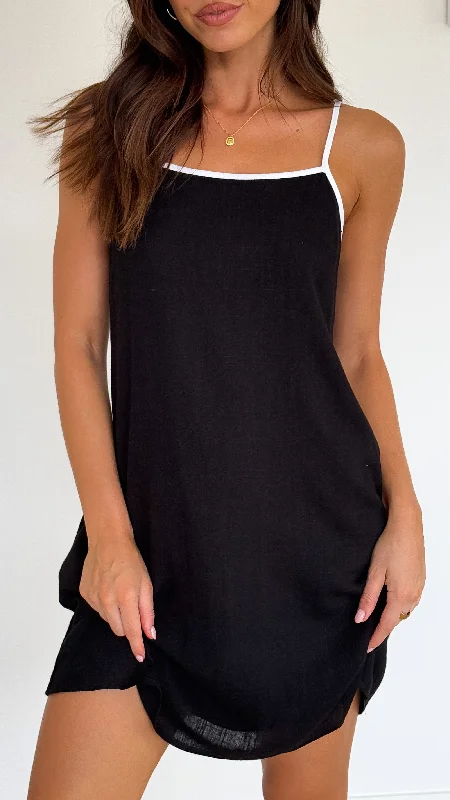 Mini dress with cold shoulder-Libra Mini Dress - Black/White