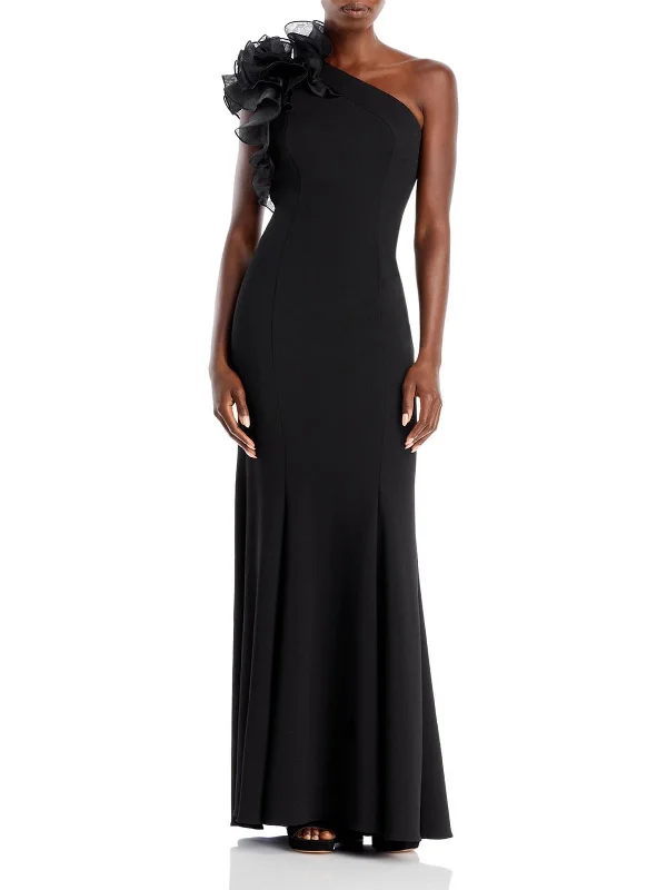 Maxi dress with halter neck-Womens Velvet Maxi Evening Dress