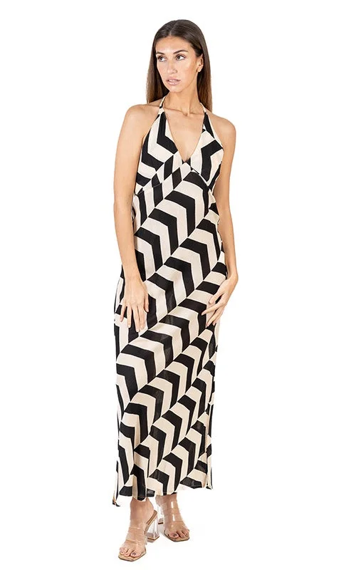 Maxi dress for beach vacation-Selby Blk/White Long Dress