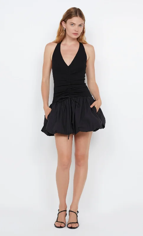 Mini dress with retro flair-FREYA BUBBLE MINI DRESS  - BLACK