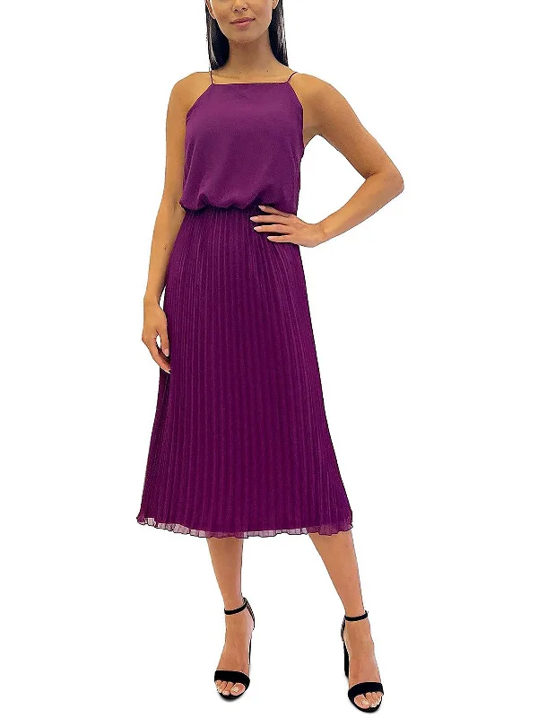 Midi dress with racerback style-Womens Sleeveless Polyester Midi Dress