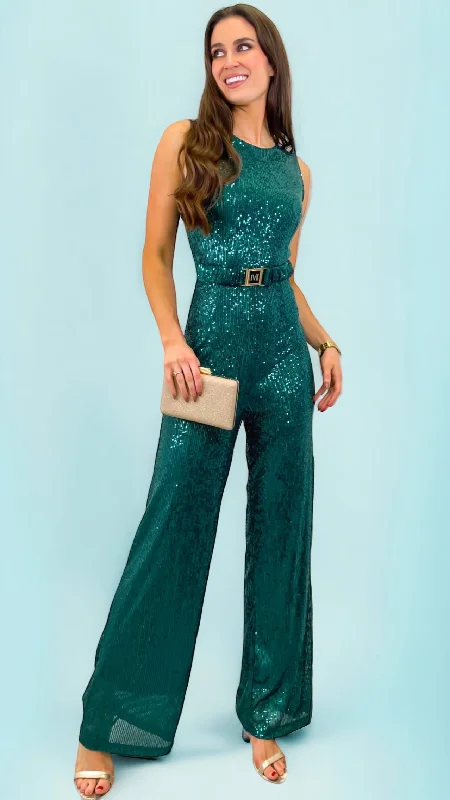 Cocktail dress with bow-4-A1948EE Green Sequin Jumpsuit