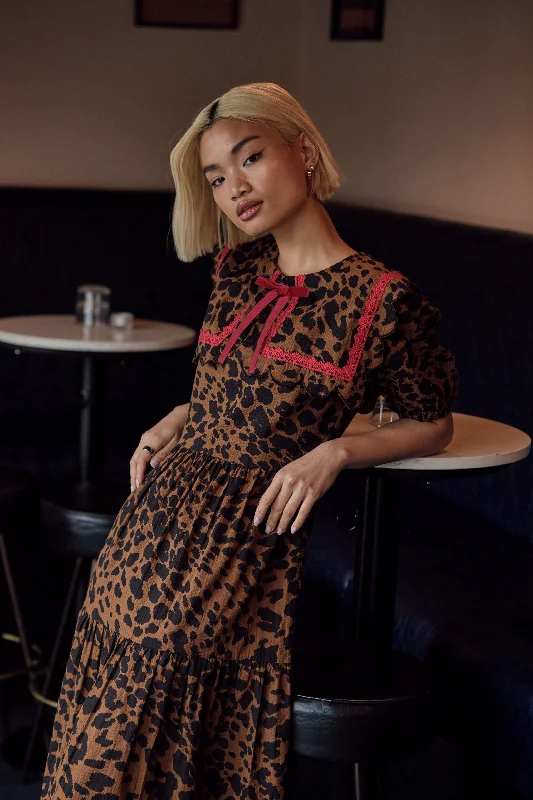 Mini dress with bohemian vibes-Blake Leopard Tiered Midaxi Dress