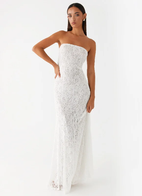 Maxi dress with ruched sides-Lolita Lace Maxi Dress - Ivory