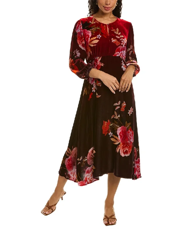 Midi dress with romantic style-Johnny Was Coralie Effortless Silk-Blend Midi Dress