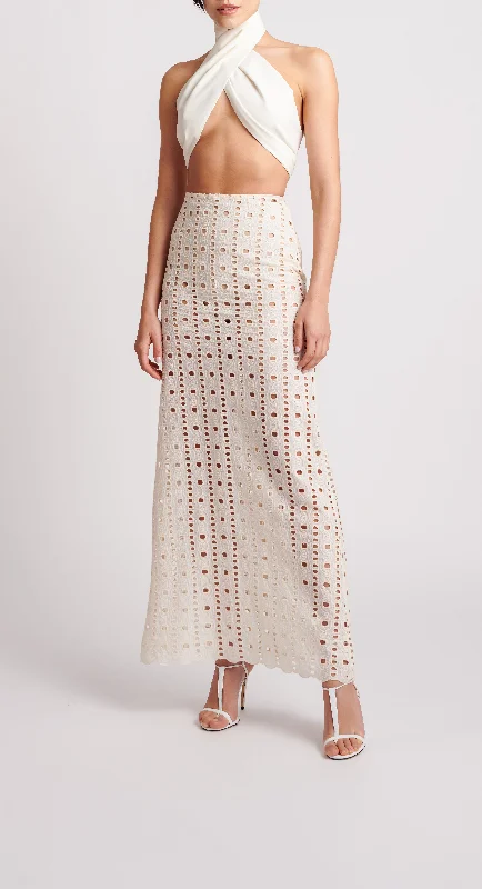 Maxi dress with tulip hem-CINDY Top and broderie anglaise maxi skirt set