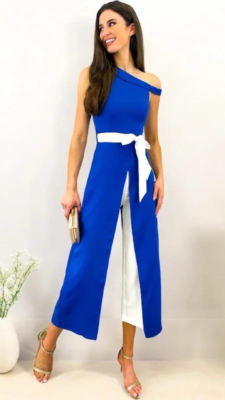 Cocktail dress with metallic belt-4-A1758 Royal Culotte Jumpsuit