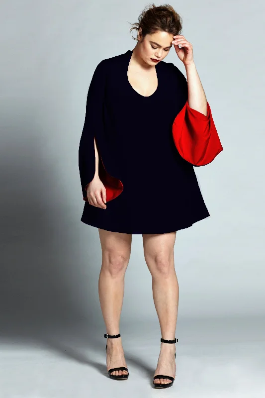 Mini dress with plunging neckline-Stella Bell Sleeve Mini Dress