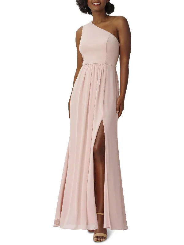 Maxi dress with cowl neck-Womens Chiffon Maxi Evening Dress