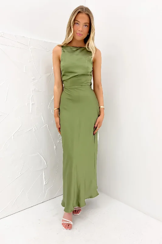 Maxi dress with patchwork design-Brody Maxi Dress Olive